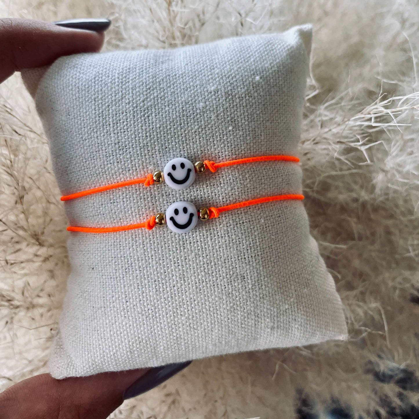 Handmade Smiley Armband Orange