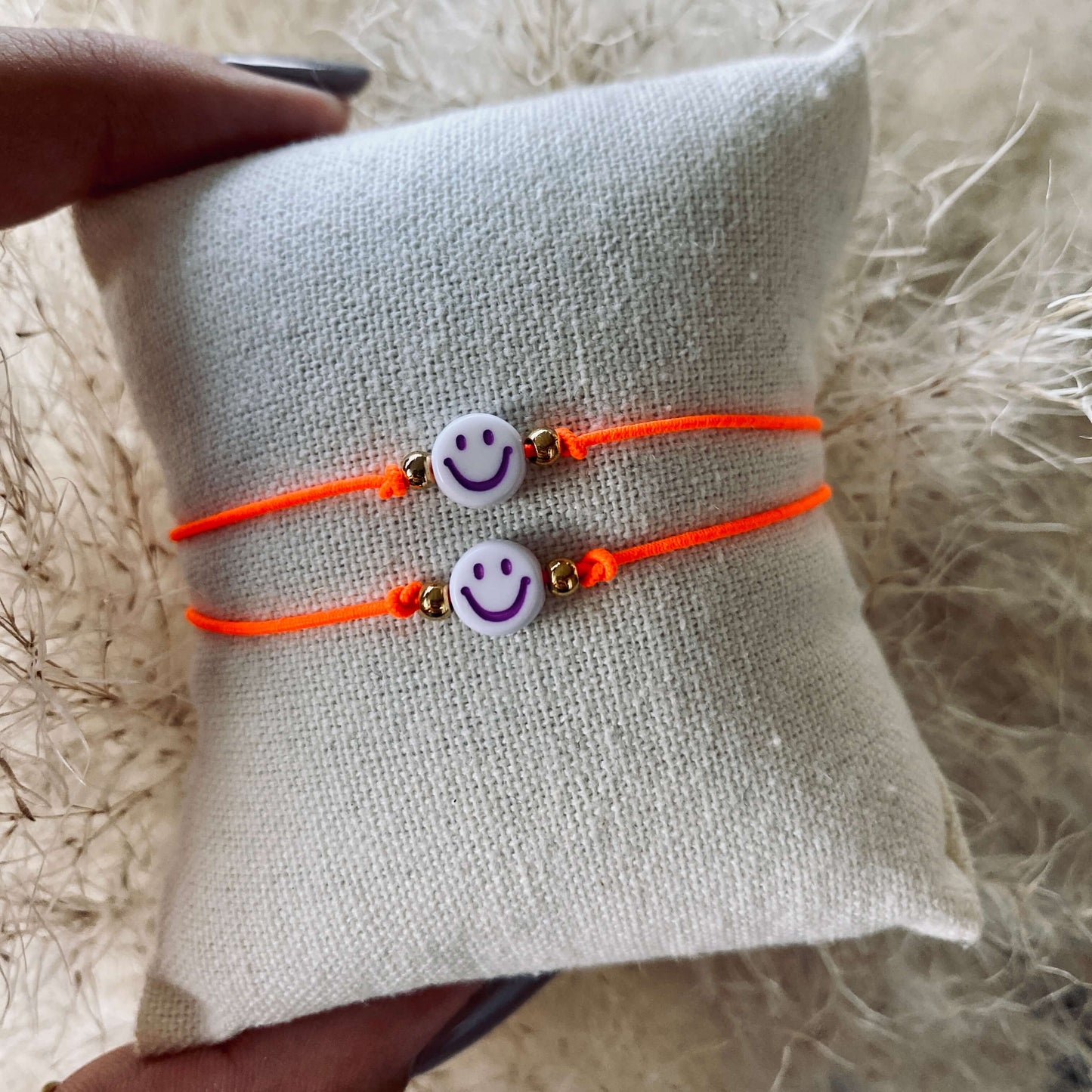 Handmade Smiley Armband Orange
