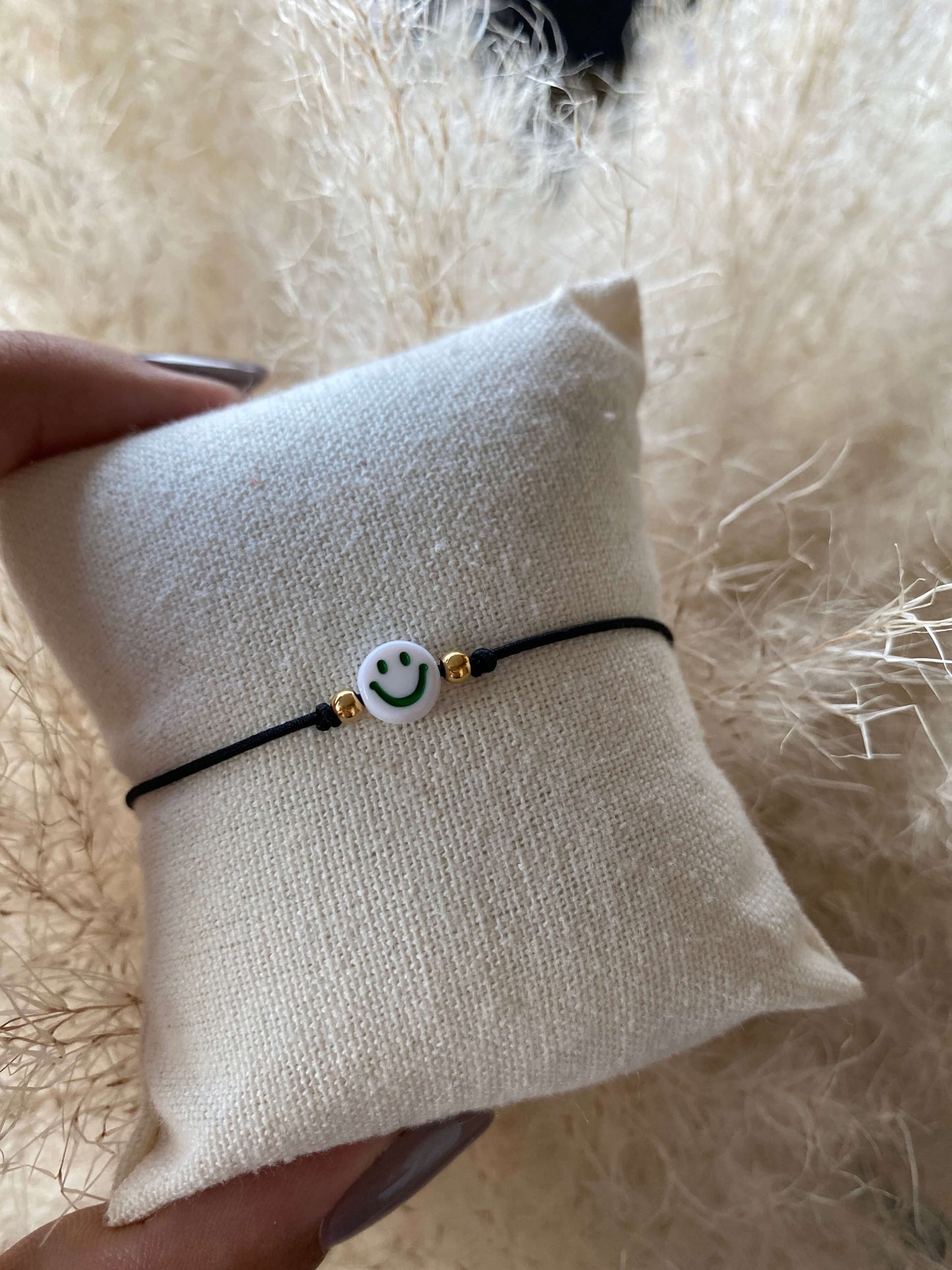 Handmade Smiley Armband Schwarz