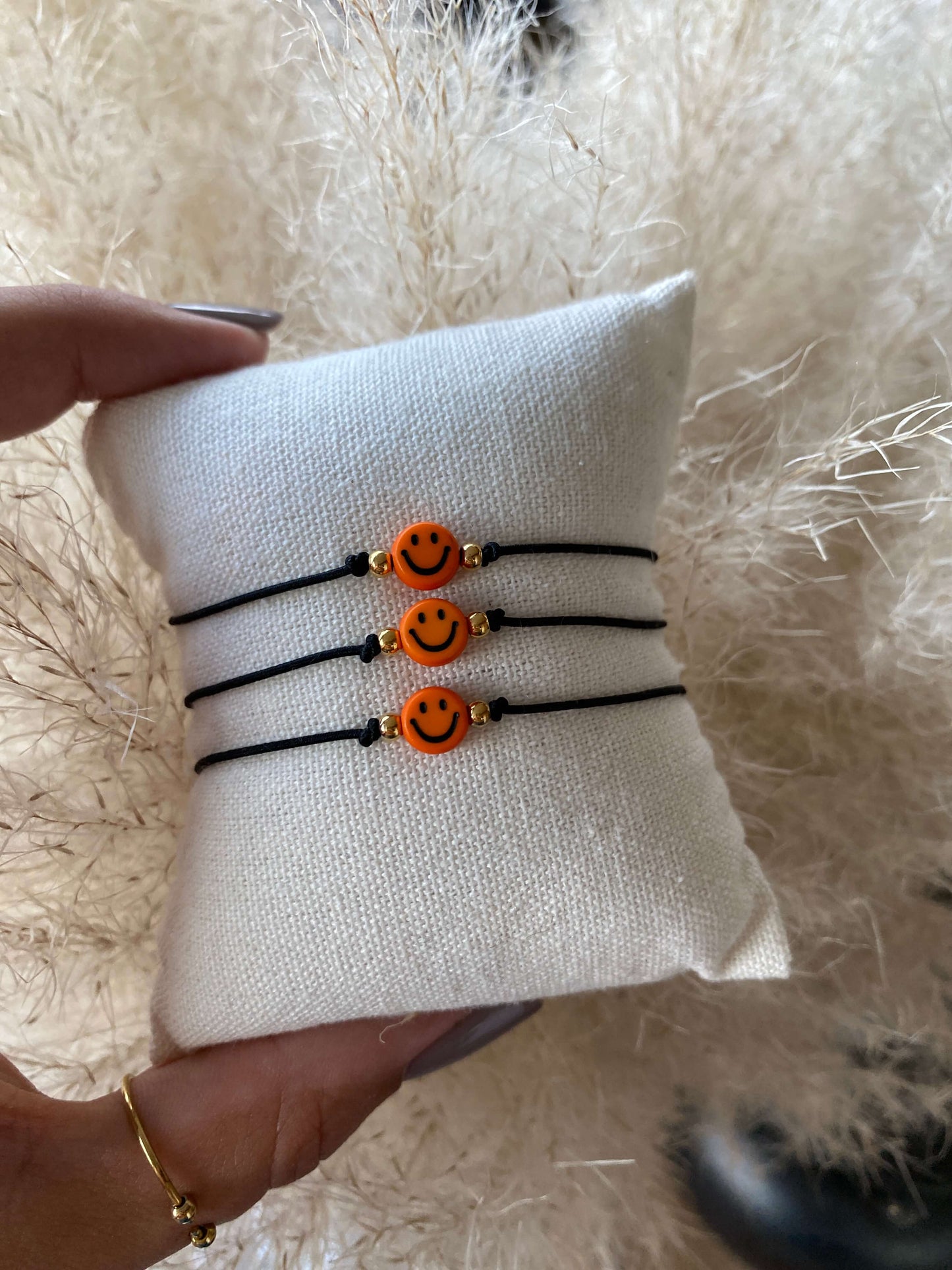 Handmade Smiley Armband Schwarz