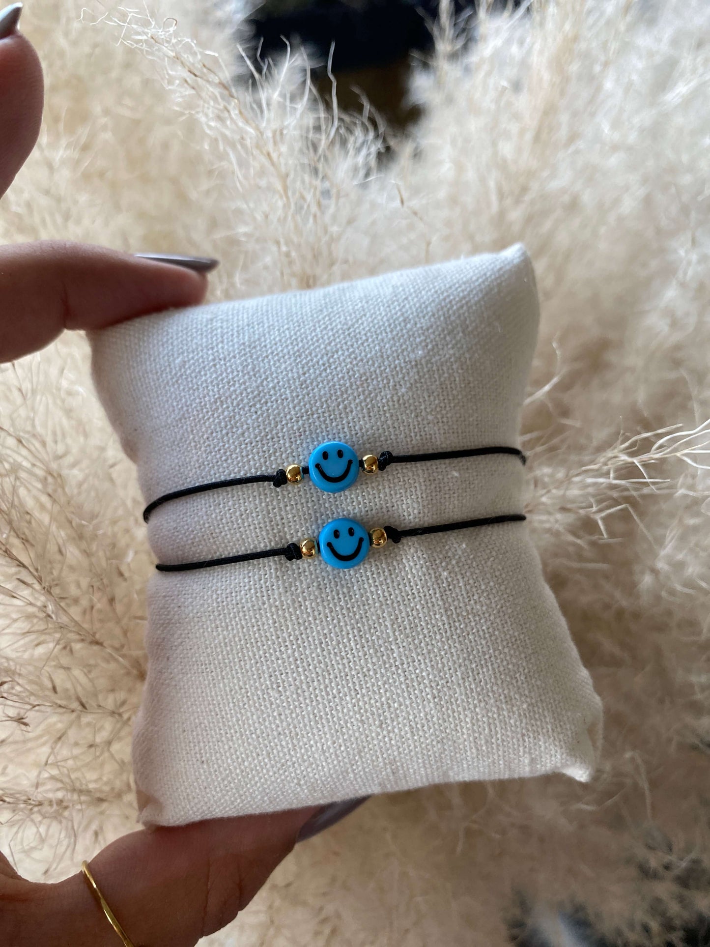 Handmade Smiley Armband Schwarz
