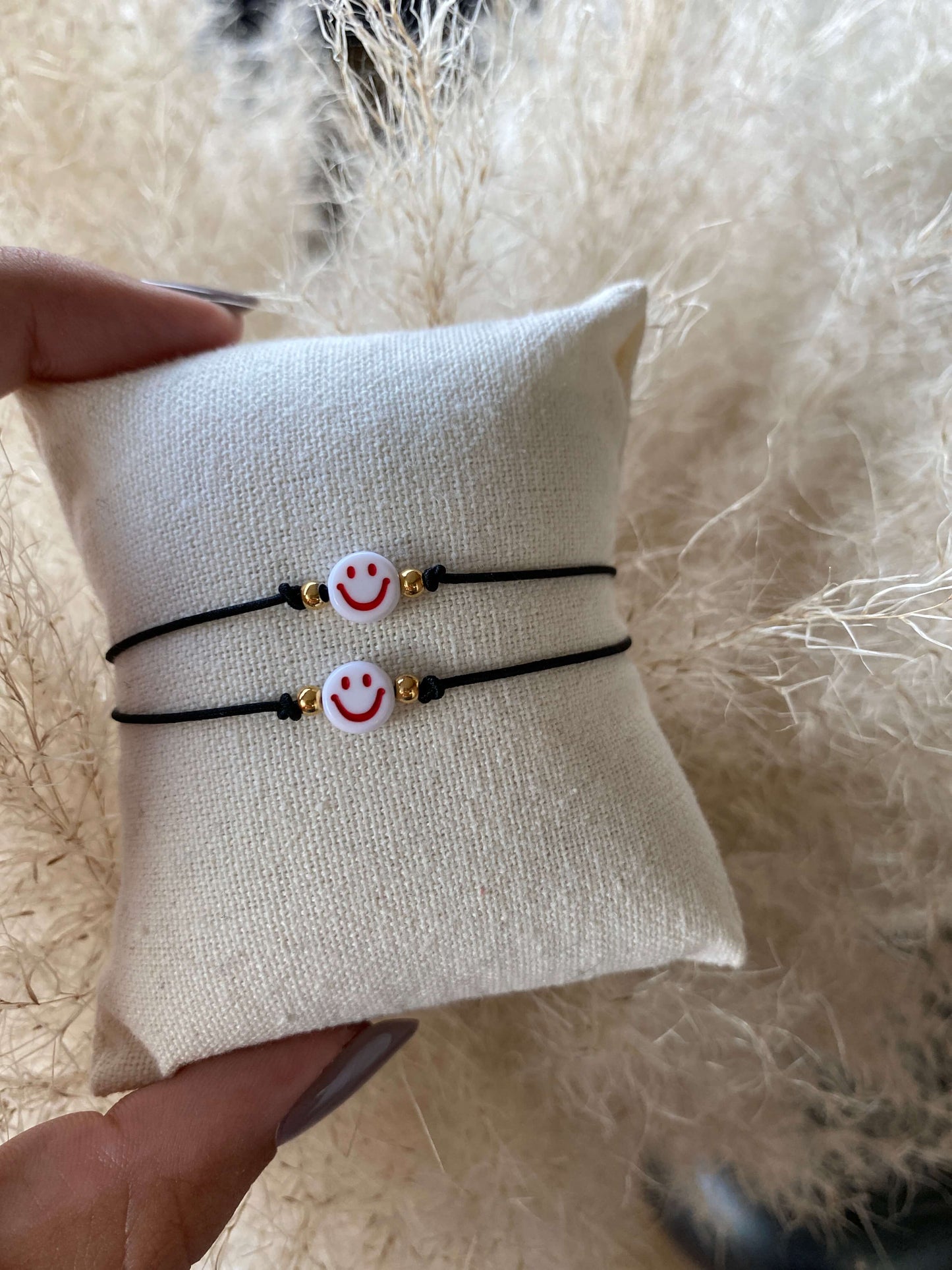 Handmade Smiley Armband Schwarz