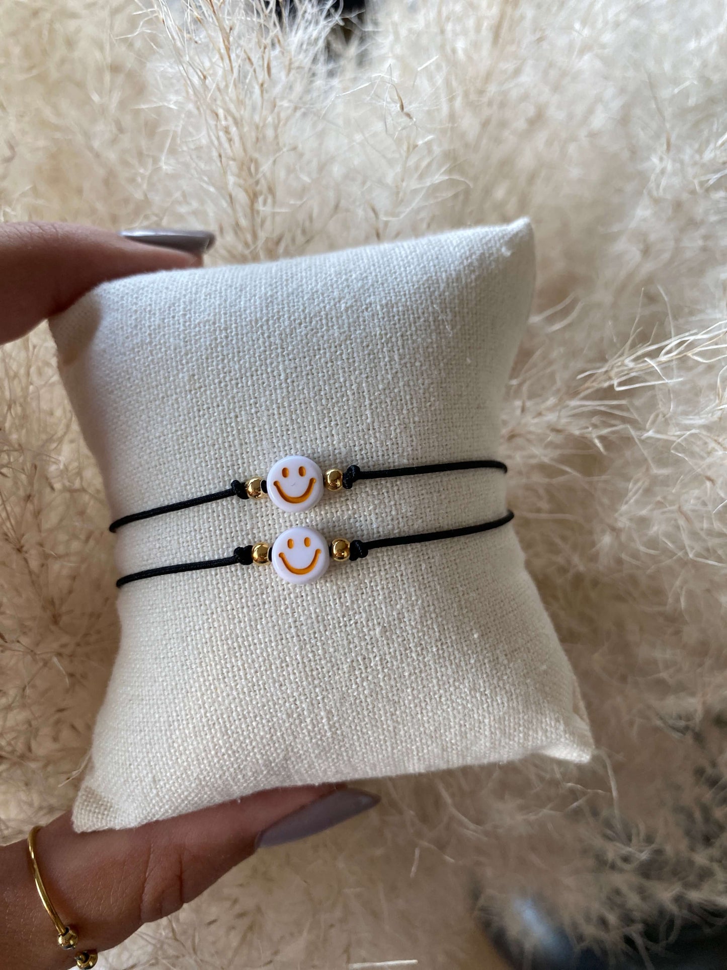 Handmade Smiley Armband Schwarz