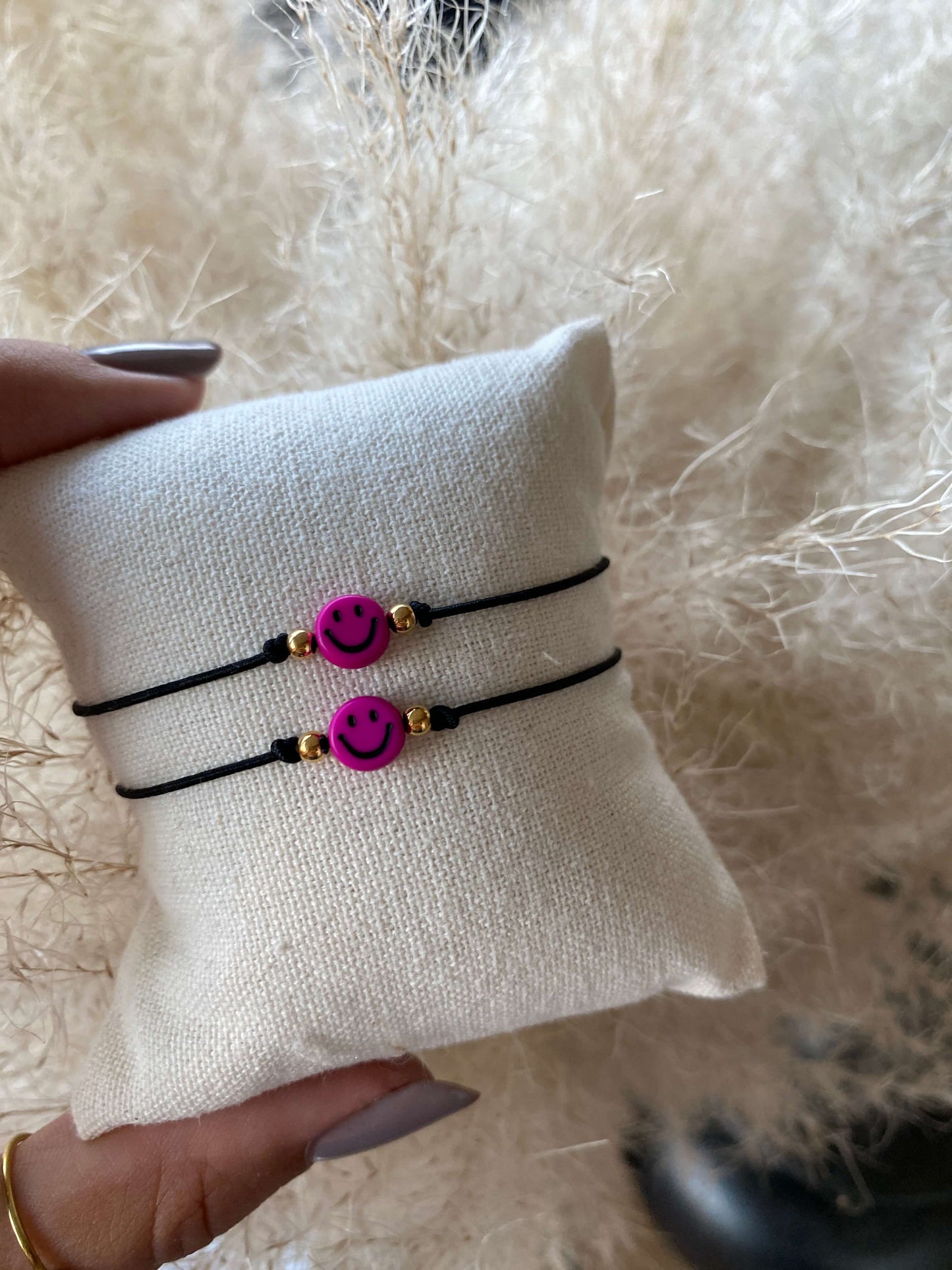 Handmade Smiley Armband Schwarz